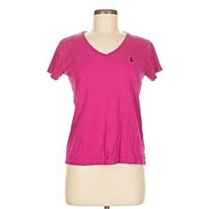 Ralph Lauren Polo Pink V-Neck Tee Size Medium